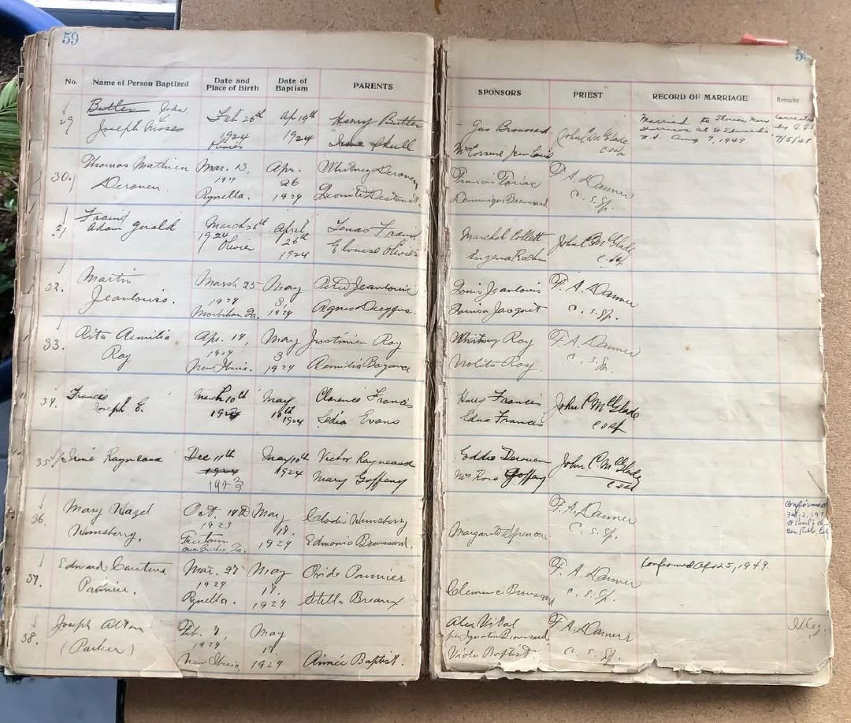 Documents before restoration lamination